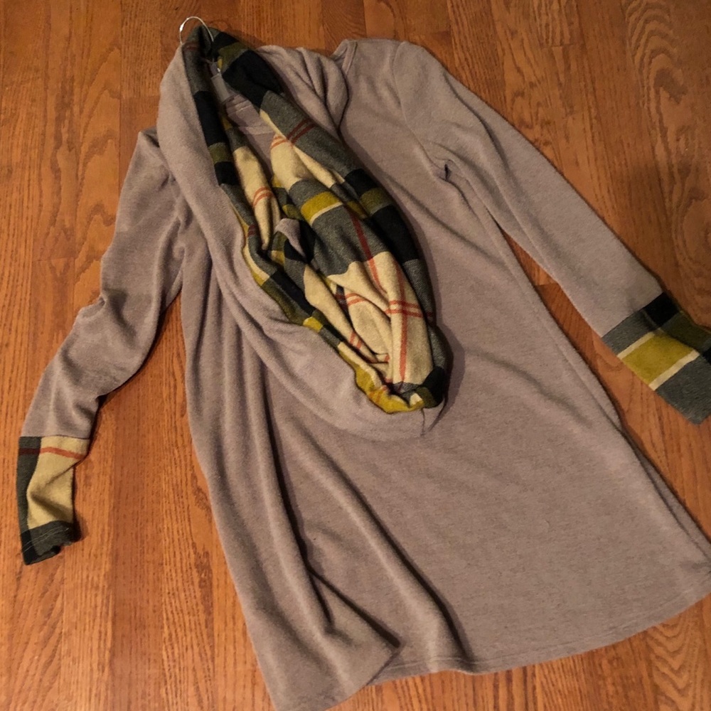 Boutique sweater dress with scarf